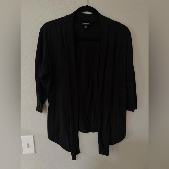 torrid Sweaters - Torrid - 00 - Black - Sweater - Cover Up - Cardigan - 3/4 Sleeve - High Low